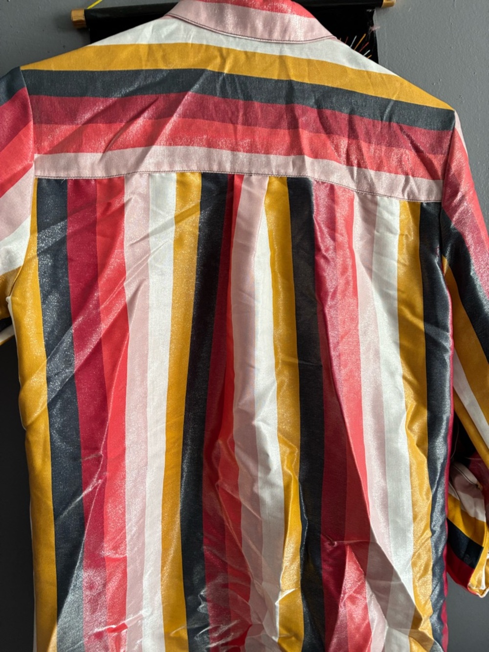 Express Multicolor Vertical Stripe Shirt - Pink, Yellow, Black, White - Picture 5 of 10